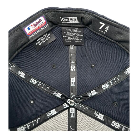 New Era 59Fifty Atlanta Braves Fitted MLB ROAD Navy Cap Men's Hat Sz 7-3/4‎ - Picture 6 of 8